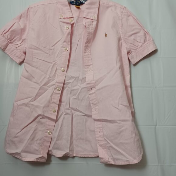 POLO RALPH LAUREN GIRLS SHORT SLEEVE OXFORD BUTTON DOWN SHIRT PINK SIZE 8 - Picture 3 of 13